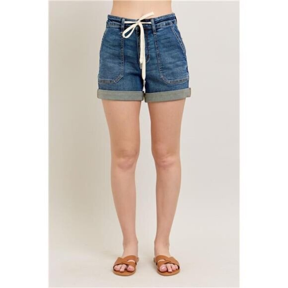 Judy Blue Full Size High Rise Cuff‎ Denim Shorts Plus Size - Picture 1 of 4